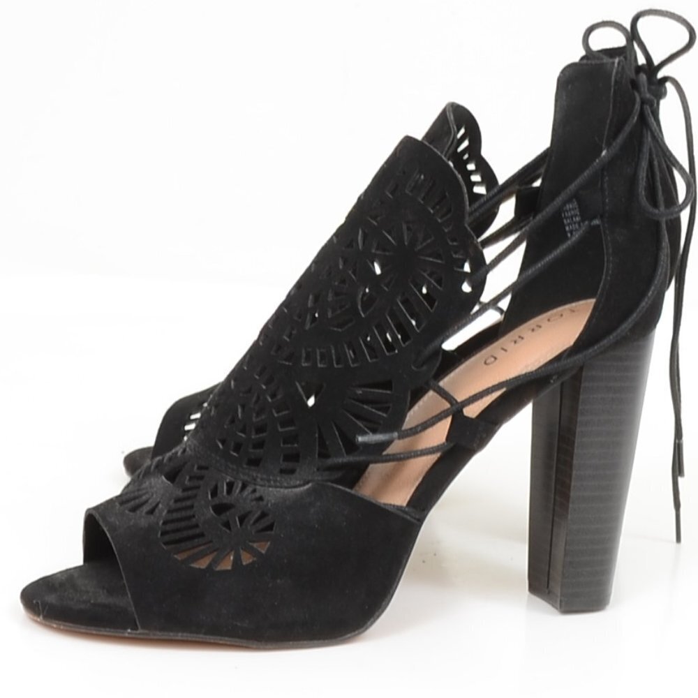 Torrid Black Caged Cutout Lace Up Peep Toe Heels WIDE Width Size 9.5 Whimsigoth - Picture 7 of 8